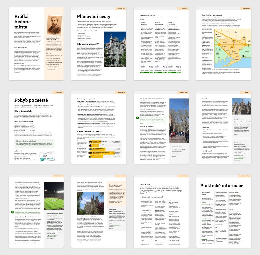 Ukázkové stránky z ebooku: historie města, plánování cesty, doprava, atrakce a praktické informace